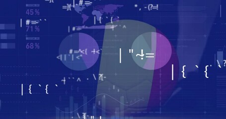 Animation of data processing and charts over feet of footballer kicking german flag football - Powered by Adobe
