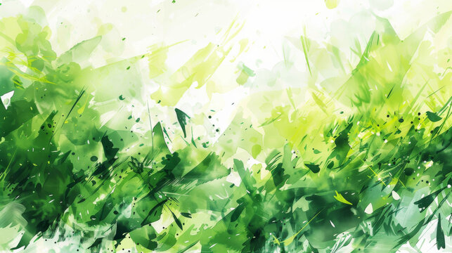  wallpaper design of abstract watercolor in shades of green, featuring whimsical plants and flowers