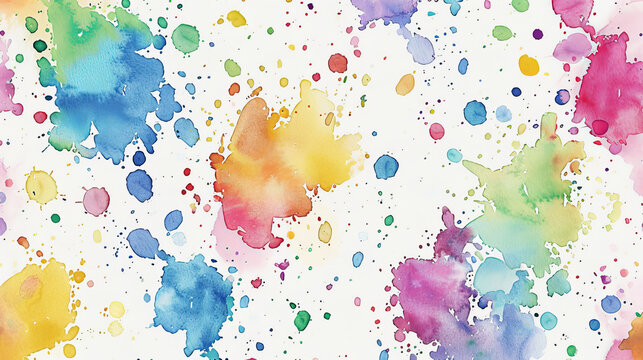 seamless pattern of abstract rainbow blobs in watercolor, with a subtle grunge texture. © wassana