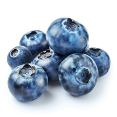 Blueberry Row Fresh Cutout Minimal isolated on white background, closeup. Summertime concept for package, grocery product advertising. Realistic berry, icon, detailed.