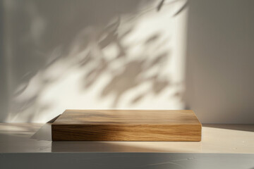sophisticated 3D beauty product presentation stand, featuring a pedestal against a beige backdrop