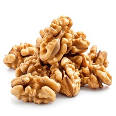 Fototapeta premium Walnut isolated on a white background. Fresh walnut nuts close up.