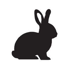  Silhouette and icon of  cute bunny isolated on white background