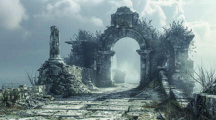 Ancient ruins holding gateways to lost worlds - obrazy, fototapety, plakaty