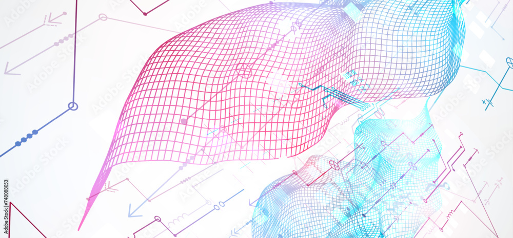 Wall mural wireframe big data concept. abstract digital futuristic vector illustration on technology background