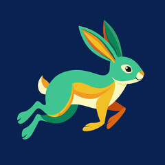 Cute afraid Running rabbit in violet isolated background illustration