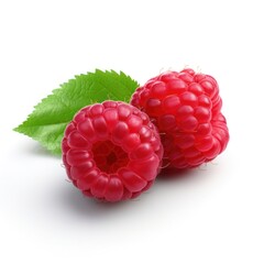 Raspberry cutout minimal isolated on white background. Fresh raspberry, closeup. Summertime concept for package, grocery product advertising. Realistic, icon, detailed.