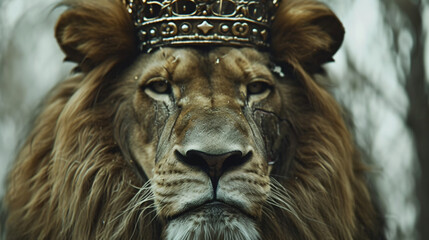 Lion with a King crown. Jesus the Lion.
