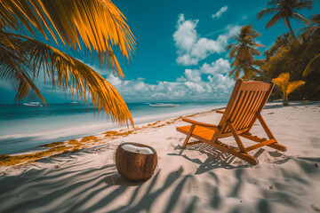 Fototapeta na wymiar lounge chairs on the beach