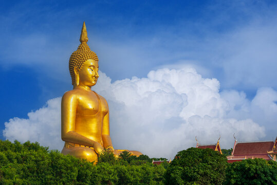 The Big Golden Buddha at Wat Muang Ang Thong Thailand.