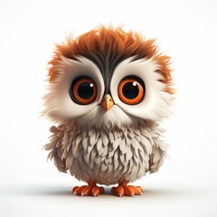 vector illustration of a portrait of a cute and adorable owl on a white background