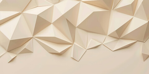 Beige Geometric 3D render style Pattern. Simple illustration of textured background, abstract polygonal shapes. Presentation backdrop.