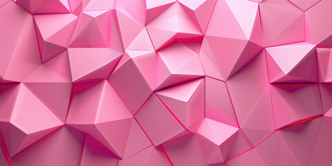 Pink Geometric 3D render style Pattern. Simple illustration of textured background, abstract polygonal shapes. Presentation backdrop.