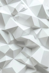 White Geometric 3D render style Pattern. Simple illustration of textured background, abstract polygonal shapes. Presentation backdrop.
