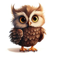 vector illustration of a portrait of a cute and adorable owl on a white background