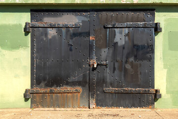 Heavy metal door at Battery Spencer, a Fort Bakers site and popular Golden Gate Bridge vista point.