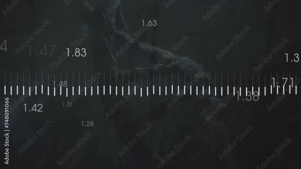 Poster Animation of financial data processing over dark background