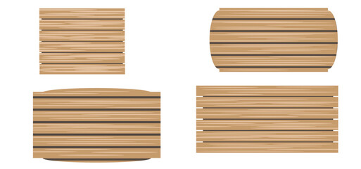 Wooden Boards for a Sign and Advertisement Set. Sign and labels concept vector art game element