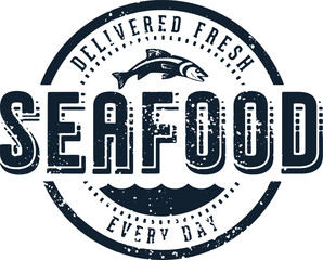 Vintage Fresh Seafood Menu Stamp