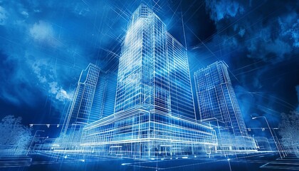 High-Rise Building Blueprinting, blueprinting for high-rise building projects with an image featuring architects and structural engineers designing skyscrapers and tall structures,  AI