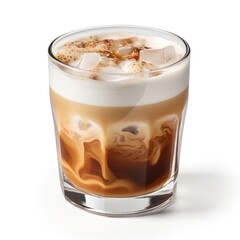 Espresso coffee isolated on white background, close up, cutout minimal. Ultra realistic espresso, icon, detailed. Cafe product advertising