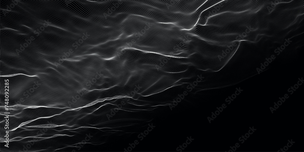 Poster abstract digital particle wave. futuristic dotted wave. big data digital code. technology or science