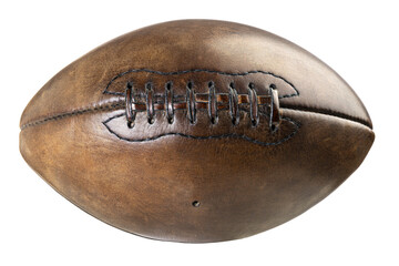 Vintage leather rugby ball on white background