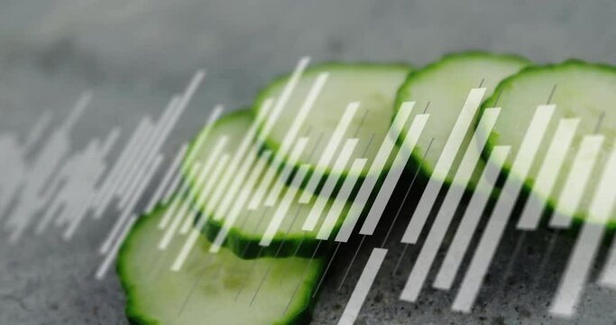 Animation of data processing over sliced cucumber