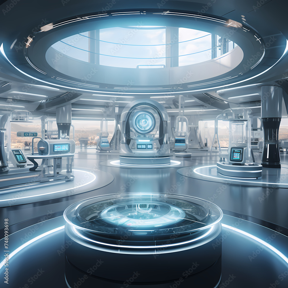 Canvas Prints A futuristic laboratory with advanced technology.