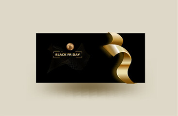The Black Friday banner is black and gold, with a gold ribbon element perfect for retail
