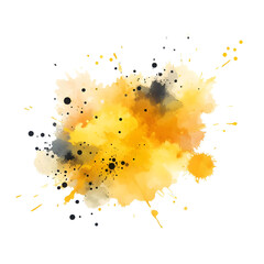 A yellow watercolor splash splatters across a white background, its edges soft and dreamlike.
