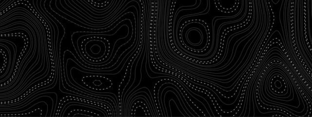 Wave topographic doted lines contour map, topographic wavy map dot line background. Abstract geographic wave grid line map. Vector illustration. - obrazy, fototapety, plakaty