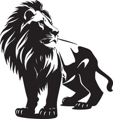 Silhouette of African lion vector illustration Set