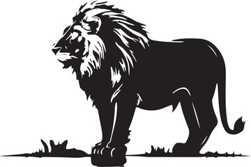 Silhouette of African lion vector illustration Set