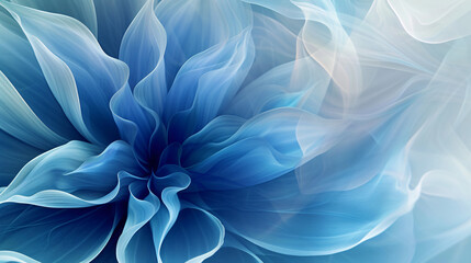 Modern Blue Layers with Curves. Abstract Bloom.