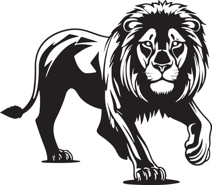 Silhouette of African lion vector illustration Set