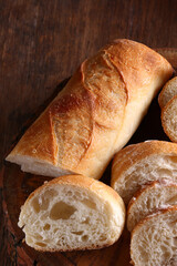 baguette with cheese and fresh fruit for snack