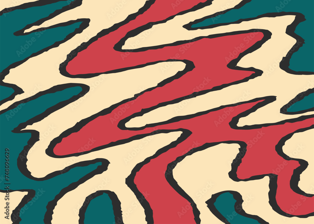 Poster abstract background with colorful wavy and curly lines pattern