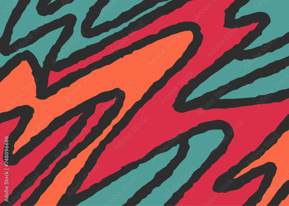 Poster abstract background with colorful wavy and curly lines pattern