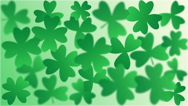 Green background with vector clover leaves, a festive touch to your St. Patrick's Day celebration. 4K animation
