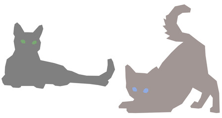 2 entspannte Katzen – PNG, 10191px x 5462px, 300 DPI, transparenter Hintergrund