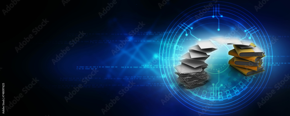 Poster 3d rendering folder with documents