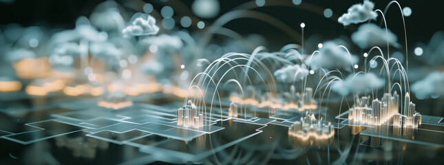 Smartcity, society 5.0, communication technology, cloud services, metropolitan IT development, digital infrastructure development abstract concept. 