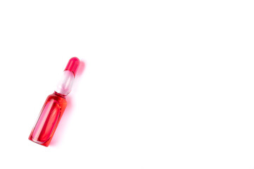 Ampoules with syringes for medical injections. Drugs use for treatment the disease. Cylinder and...