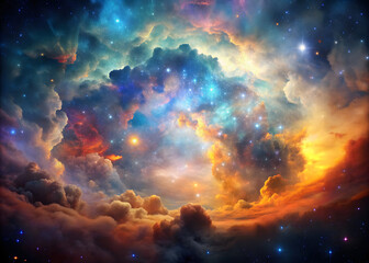 colorful space galaxy cloud nebula stary night - obrazy, fototapety, plakaty