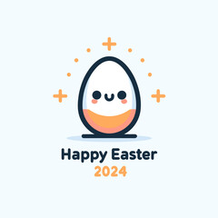 Vector Happy Easter 2024 Egg Design on White Background