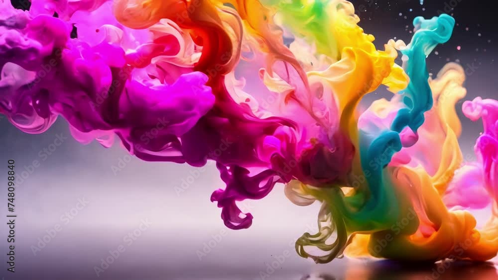 Poster artistic splashes of colorful paint in a variety of textures and shades create an abstract backgroun