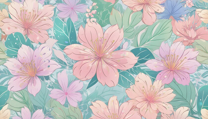 delicate multicolored floral ornament for paper wallpaper or background