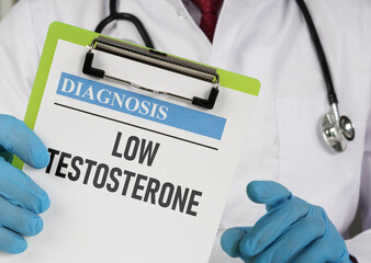 Low testosterone diagnosis is shown using the text