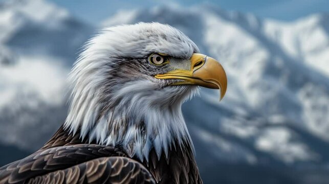 Bald Eagle in a Three-Piece Pose seamless looping time-lapse virtual 4k video animation background.